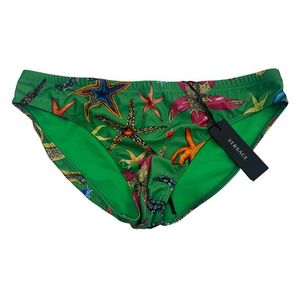 M2-25 VERSACE Tresor De La Mer Triangle Cut Speedo Swimsuit Green Size 6/34-36/M - Picture 1 of 10
